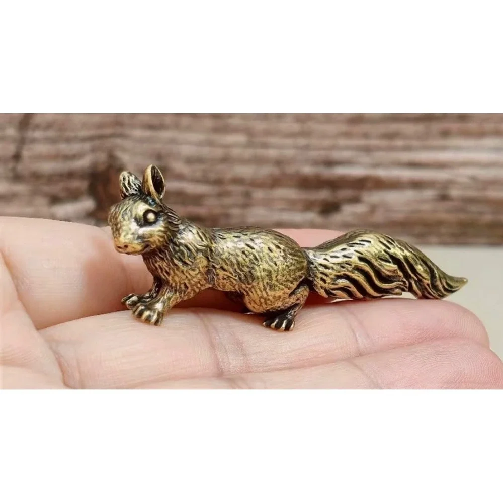 Brass Squirrel Figure Vintage Style Miniature New